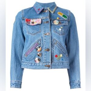 Marc Jacobs Blue Jean Jacket with Colorful Patches